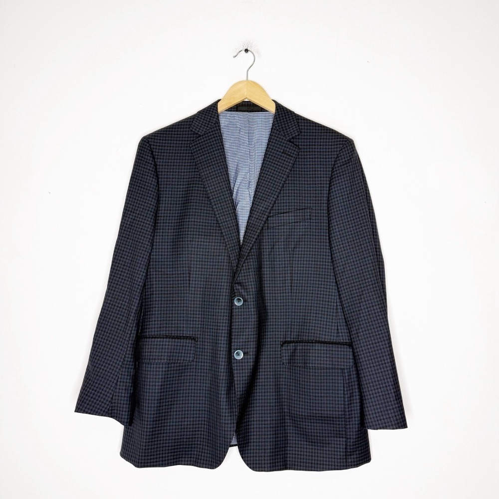 Paul Bentley J-Sergio Blue Check Wool Blazer Sport Coat Size 44R Italy Fabric